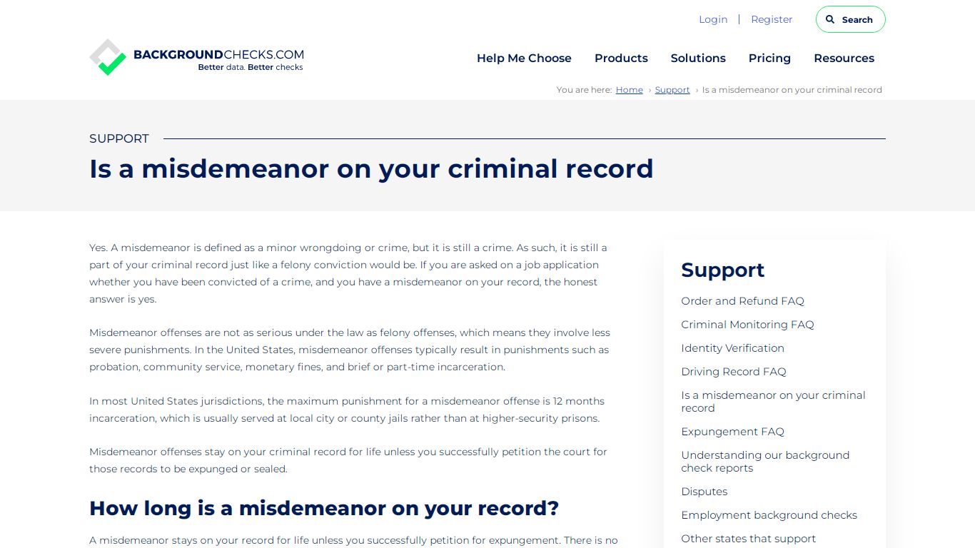 Is a misdemeanor on your criminal record - background checks