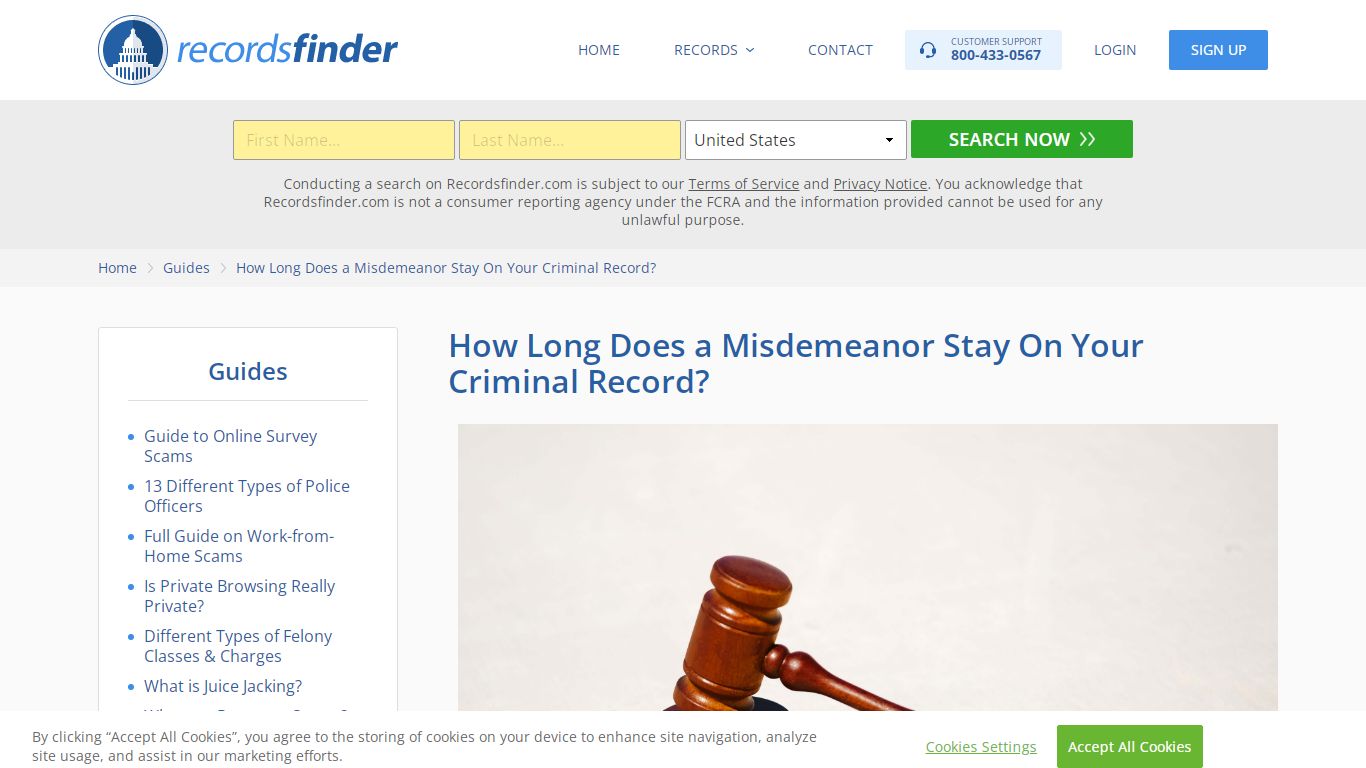 Duration of Misdemeanor On Your Record - RecordsFinder
